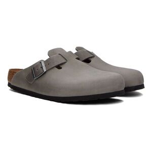 Birkenstock Gray Regular Boston Soft Footbed Mules/Clogs NWOT | 38